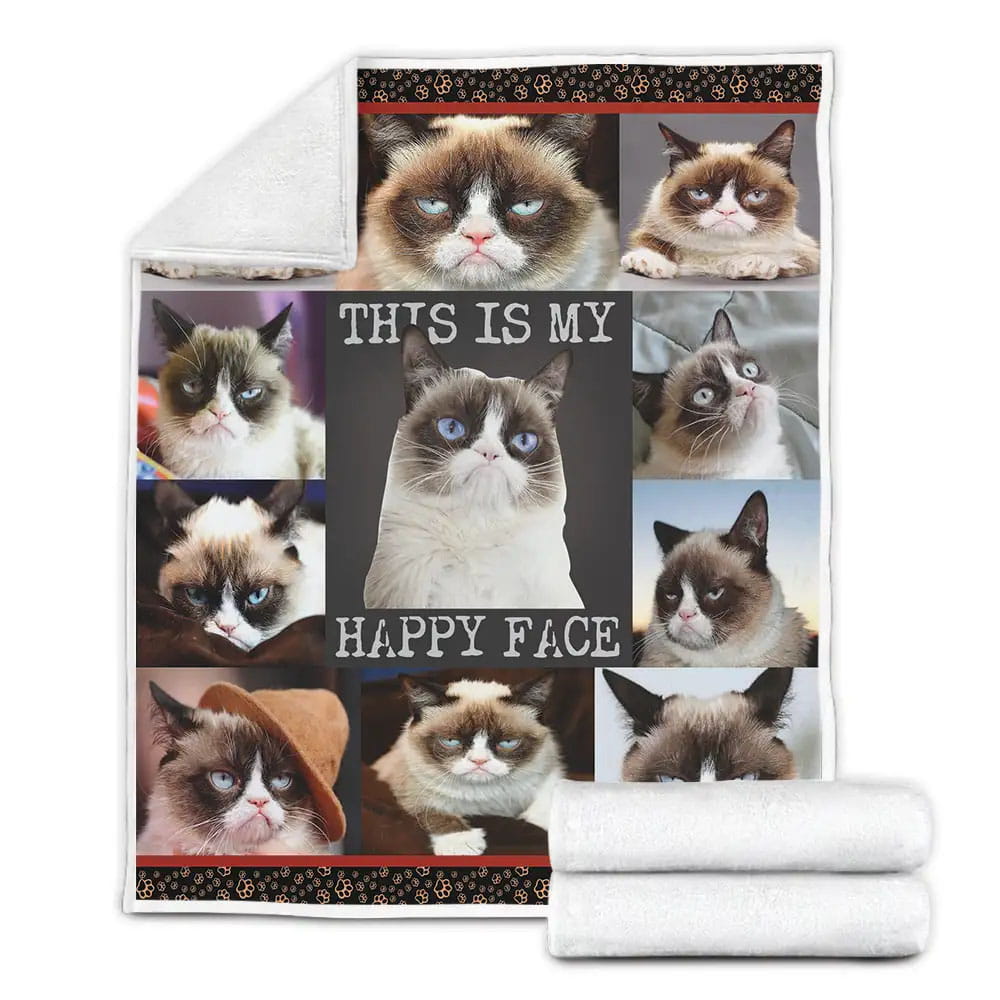 Grumpy Cat Fleece Blanket Gift For Birthday Halloween Christmas
