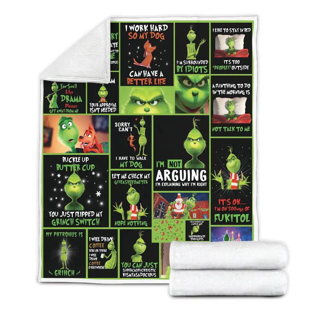Grinch 2018 Fleece Blanket Gift For Mothers Day Fathers Day