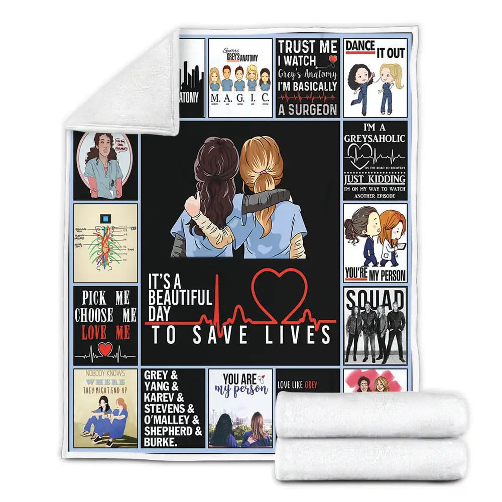 Greys Anatomy Its A Beautiful Day To Save Lives Fleece Blanket Gift For Birthday Halloween Christmas
