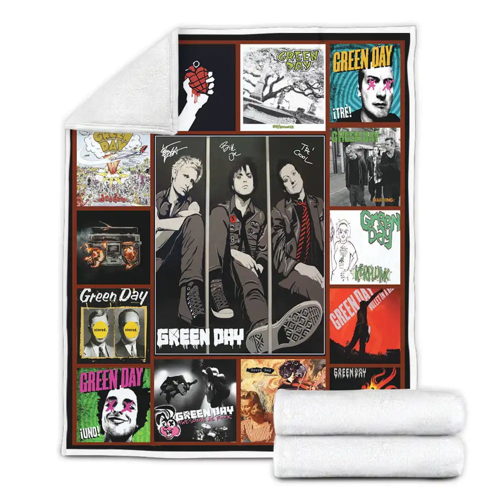 Green Day Quilt Fleece Blanket Gift For Wife Husband Besties