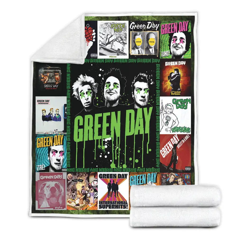 Green Day Poster Fleece Blanket Gift For Birthday Halloween Christmas