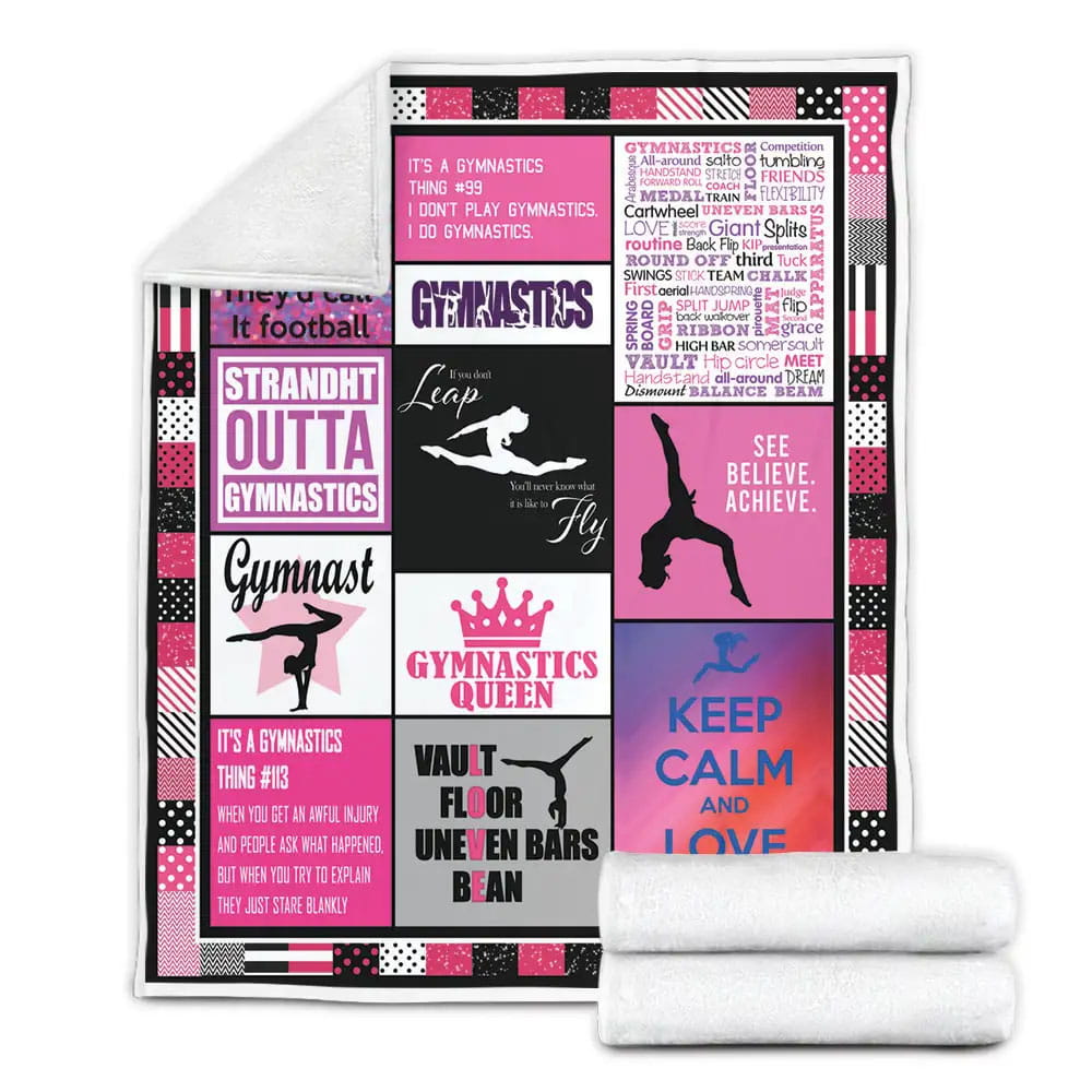 Gymnastics Queen Straight Outta Fleece Blanket Gift For Mothers Day Fathers Day