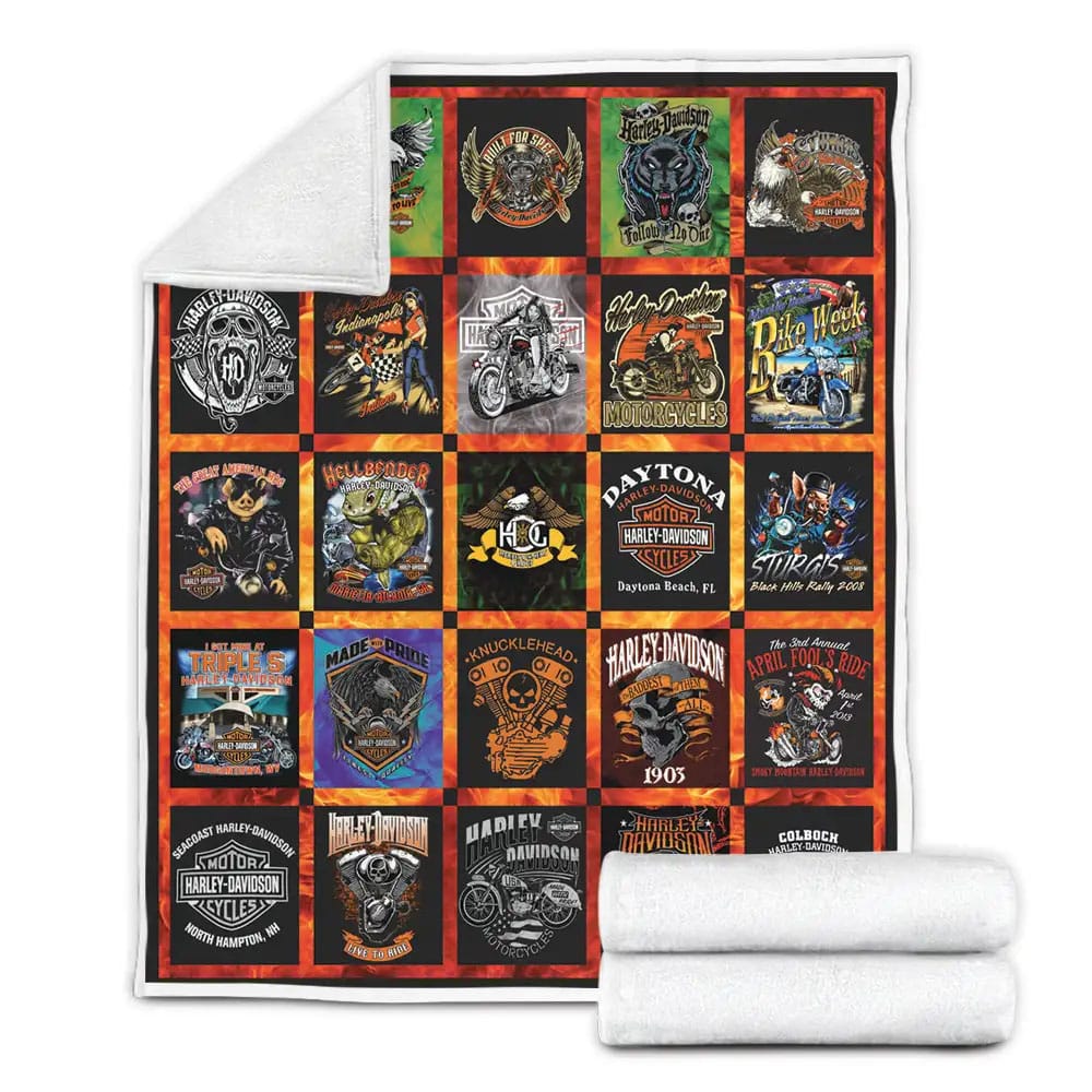 Harley Davidson Fleece Blanket Gift For Mothers Day Fathers Day