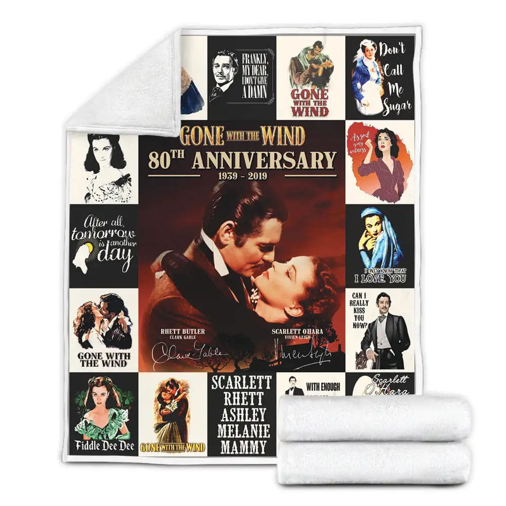 Gone With The Wind 80th Anniversary Fleece Blanket Gift For Mothers Day Fathers Day