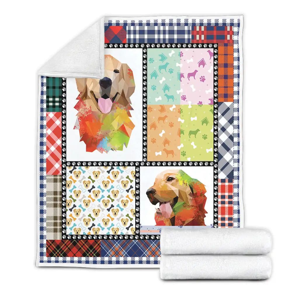 Golden Retriever Lovers Art Fleece Blanket Gift For Wife Husband Besties