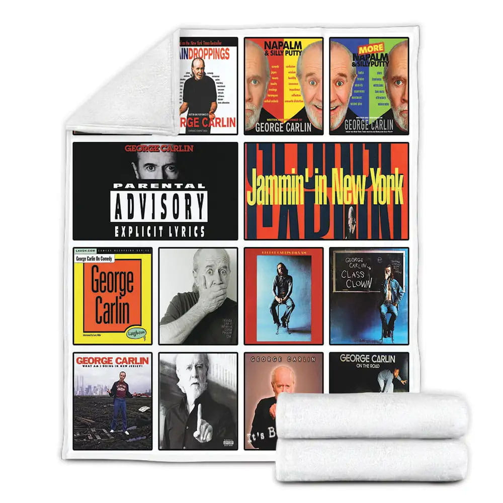 George Carlin Album Covers Fleece Blanket Perfect 