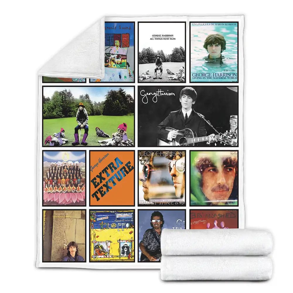 George Harrison Album Covers Fleece Blanket Gift For Birthday Halloween Christmas
