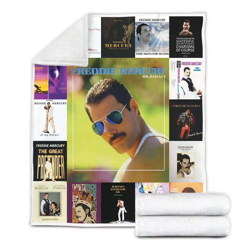 Freddie Mercury Albums Fleece Blanket Gift For Wife Husband Besties