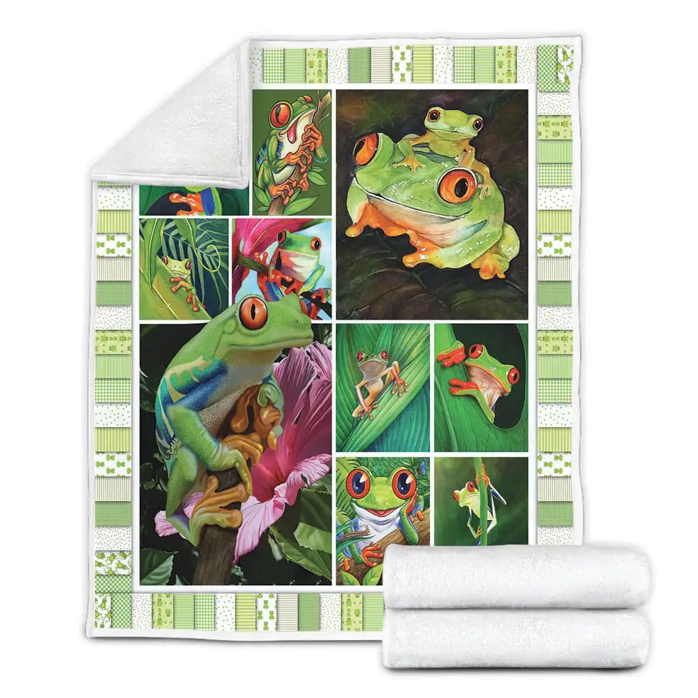 Frog Family Fleece Blanket Gift For Wife Husband Besties
