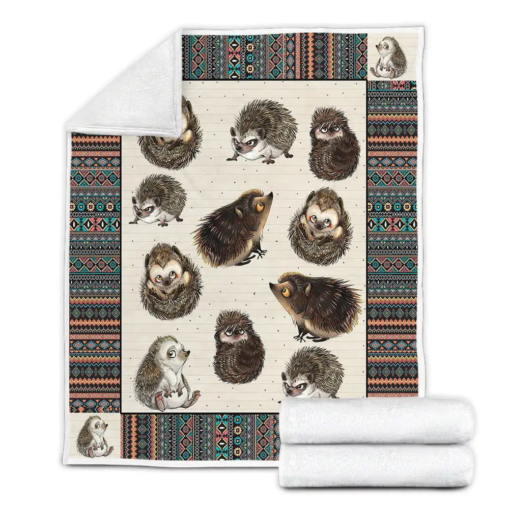 Funny Hedgehog Poses Fleece Blanket Gift For Wife Husband Besties