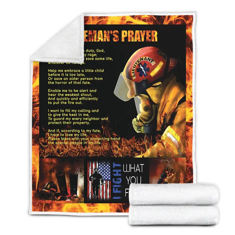 Firemans Prayer Fight What You Fear Fleece Blanket Gift For Mothers Day Fathers Day
