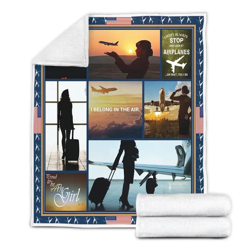 Flight Attendant I Belong In The Air Fleece Blanket Perfect 
