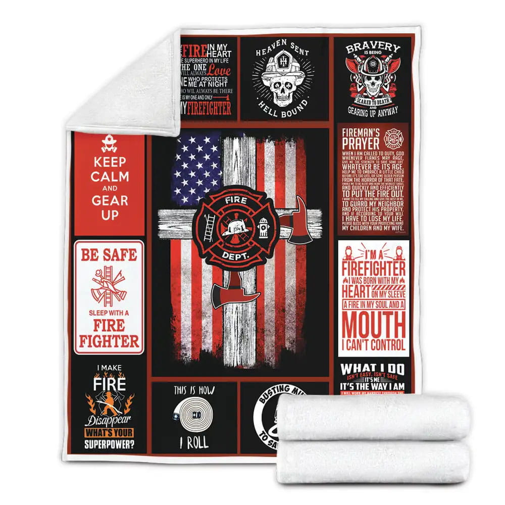 Firefighter Keep Calm And Gear Up Fleece Blanket Perfect 