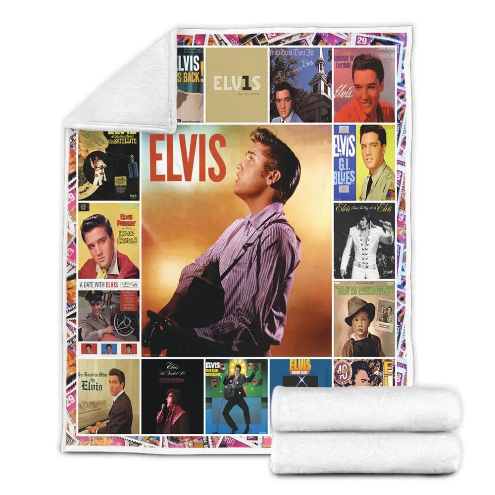 Elvis Presley Albums Cover Poster Fleece Blanket Gift For Birthday Halloween Christmas