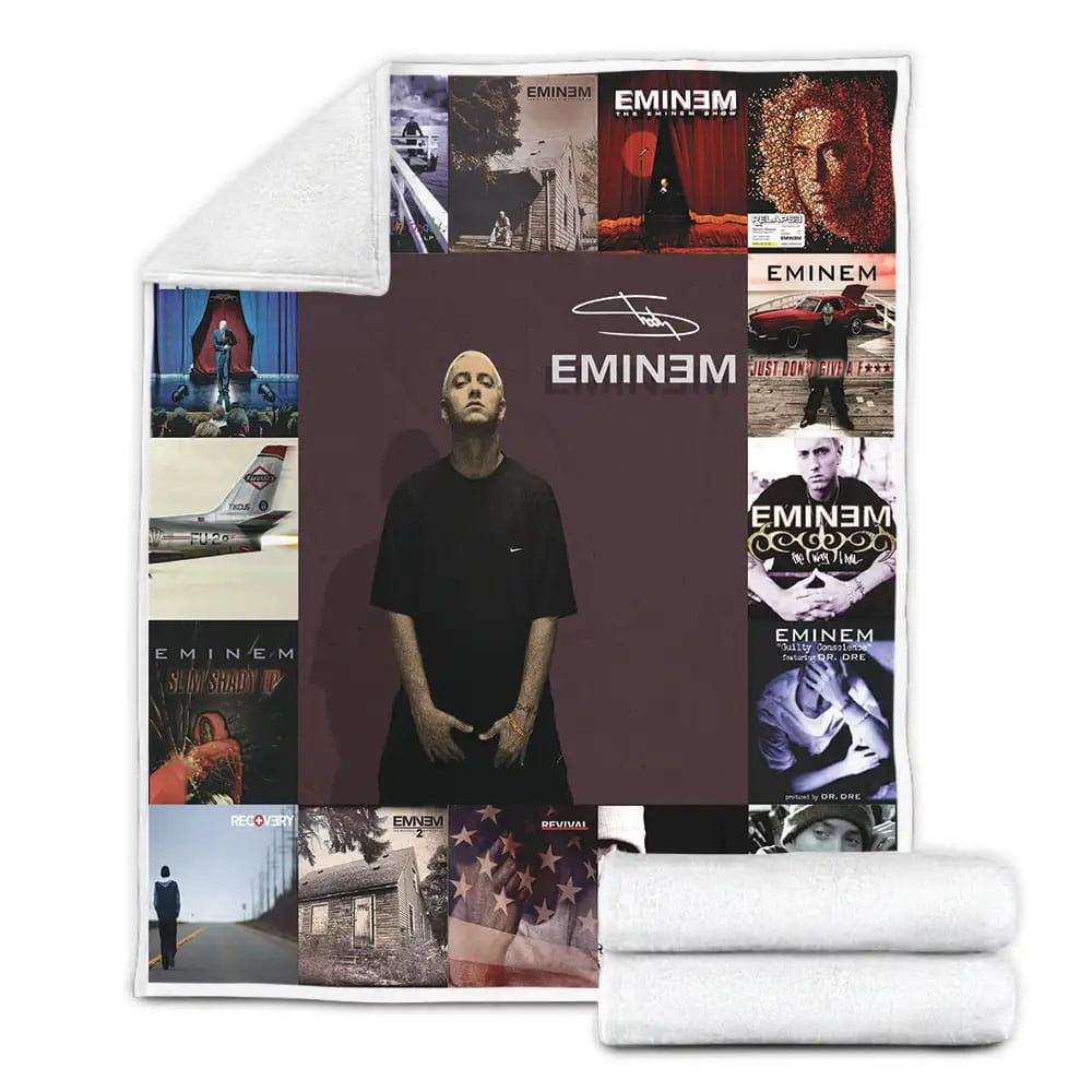 Eminem Style Two Album Covers Fleece Blanket Gift For Mothers Day Fathers Day