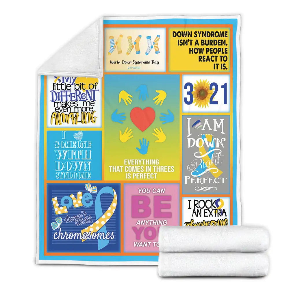 Down Syndrome Everything That Comes In Three Is Perfect Fleece Blanket Gift For Birthday Halloween Christmas