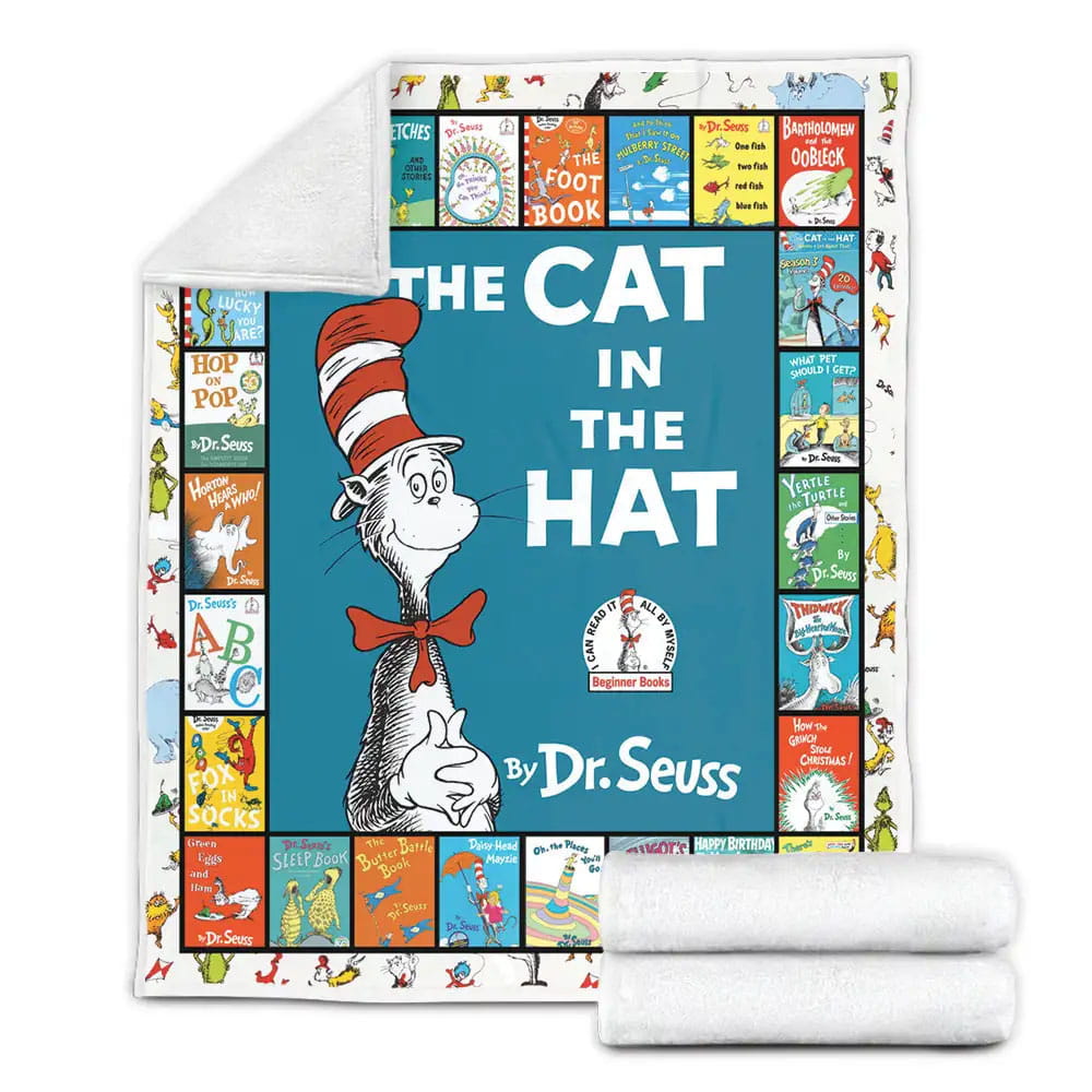 Dr. Seuss Cartoon The Cat In The Hat Fleece Blanket Gift For Wife Husband Besties