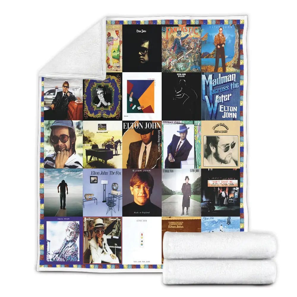 Elton John Albums Cover Poster Fleece Blanket Gift For Mothers Day Fathers Day