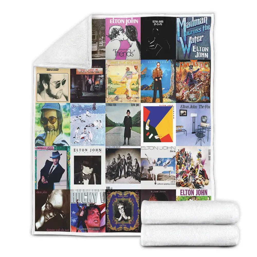 Elton John Album Covers Fleece Blanket Perfect 