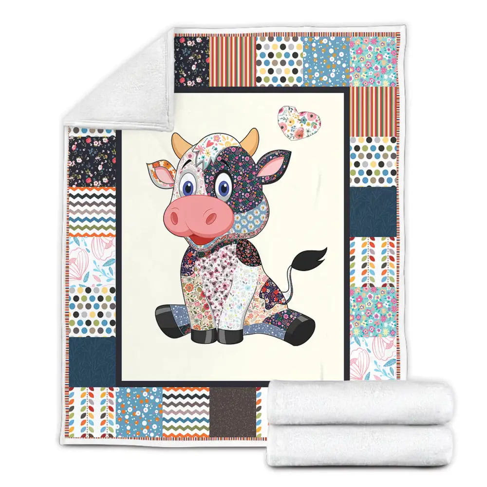 Cute Cow Fleece Blanket Gift For Wife Husband Besties