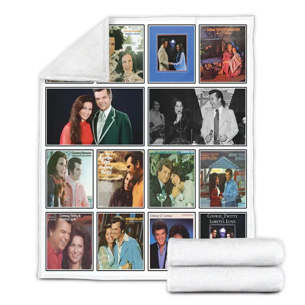 Conway Twitty Loretta Lynn Album Covers Fleece Blanket Gift For Wife Husband Besties