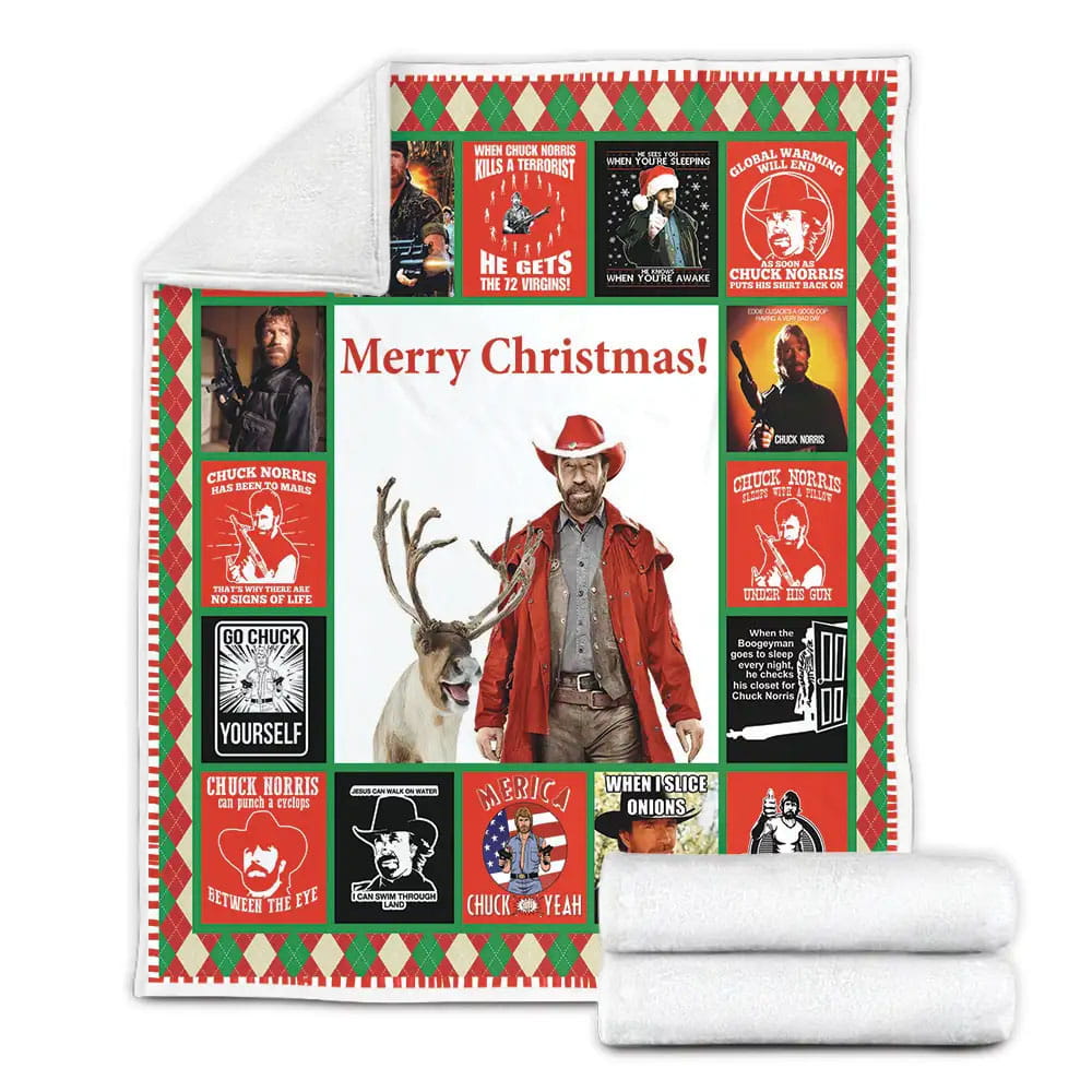 Chuck Norris Fleece Blanket Gift For Birthday Halloween Christmas