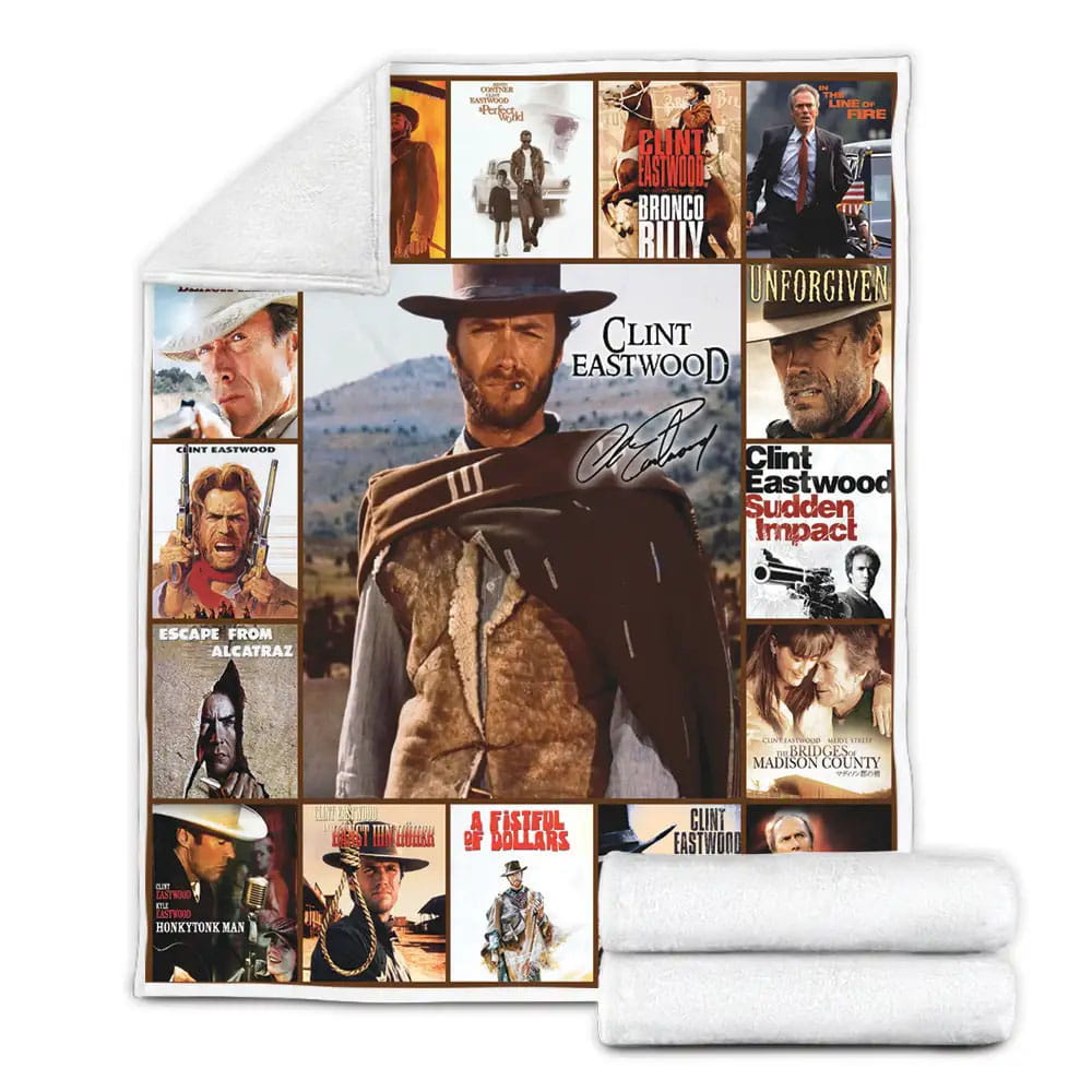Clint Eastwood Fleece Blanket Gift For Mothers Day Fathers Day