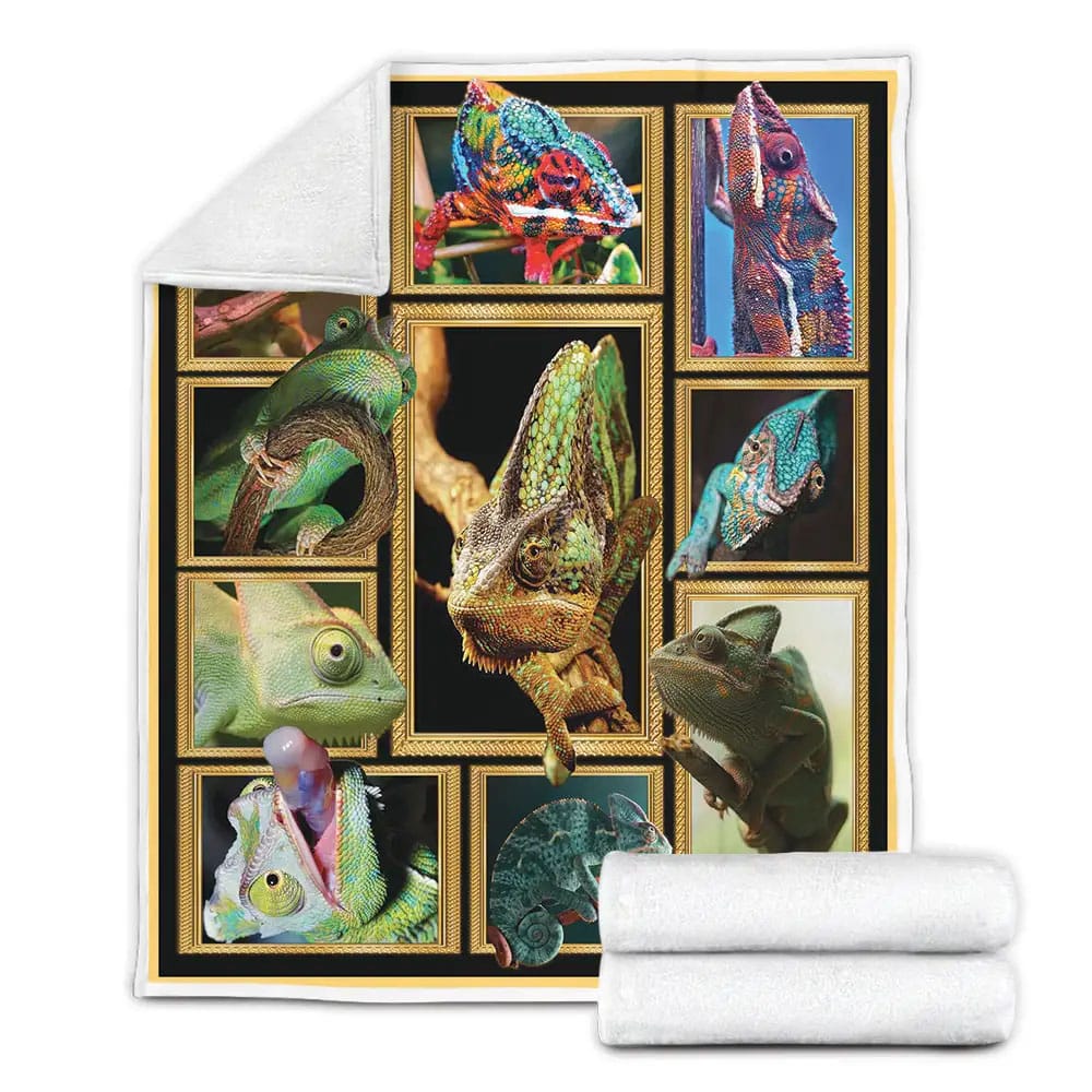 Colorful Chameleon Fleece Blanket Gift For Mothers Day Fathers Day