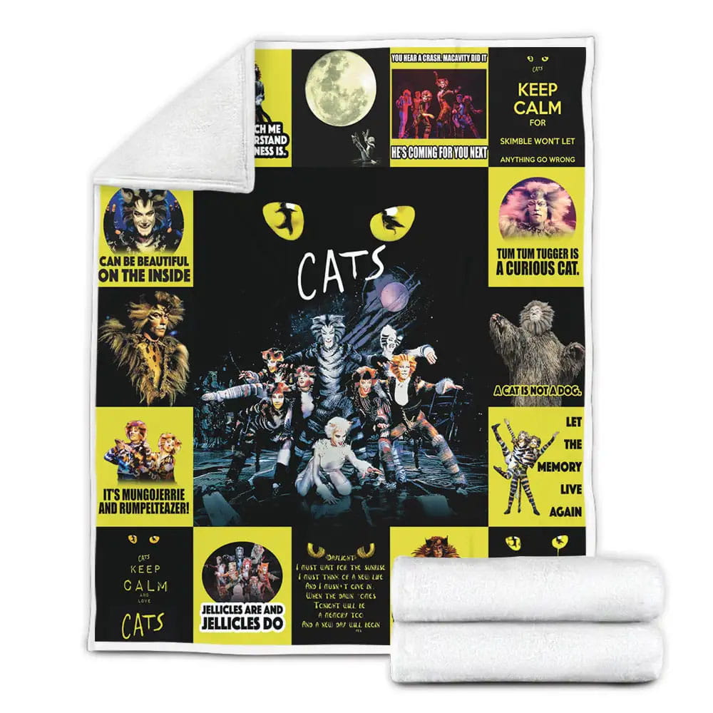 Cats Musical Fleece Blanket Gift For Wife Husband Besties