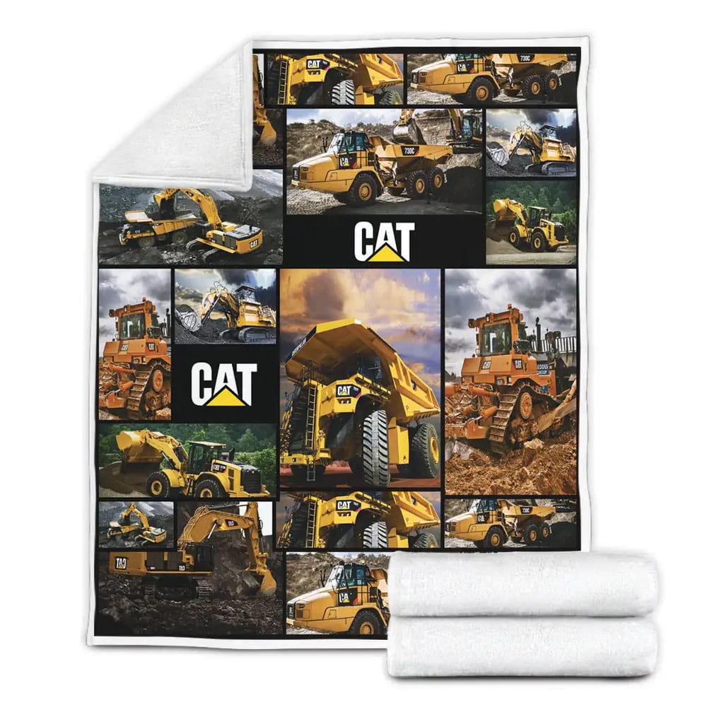 Caterpillar Truck Fleece Blanket Gift For Birthday Halloween Christmas