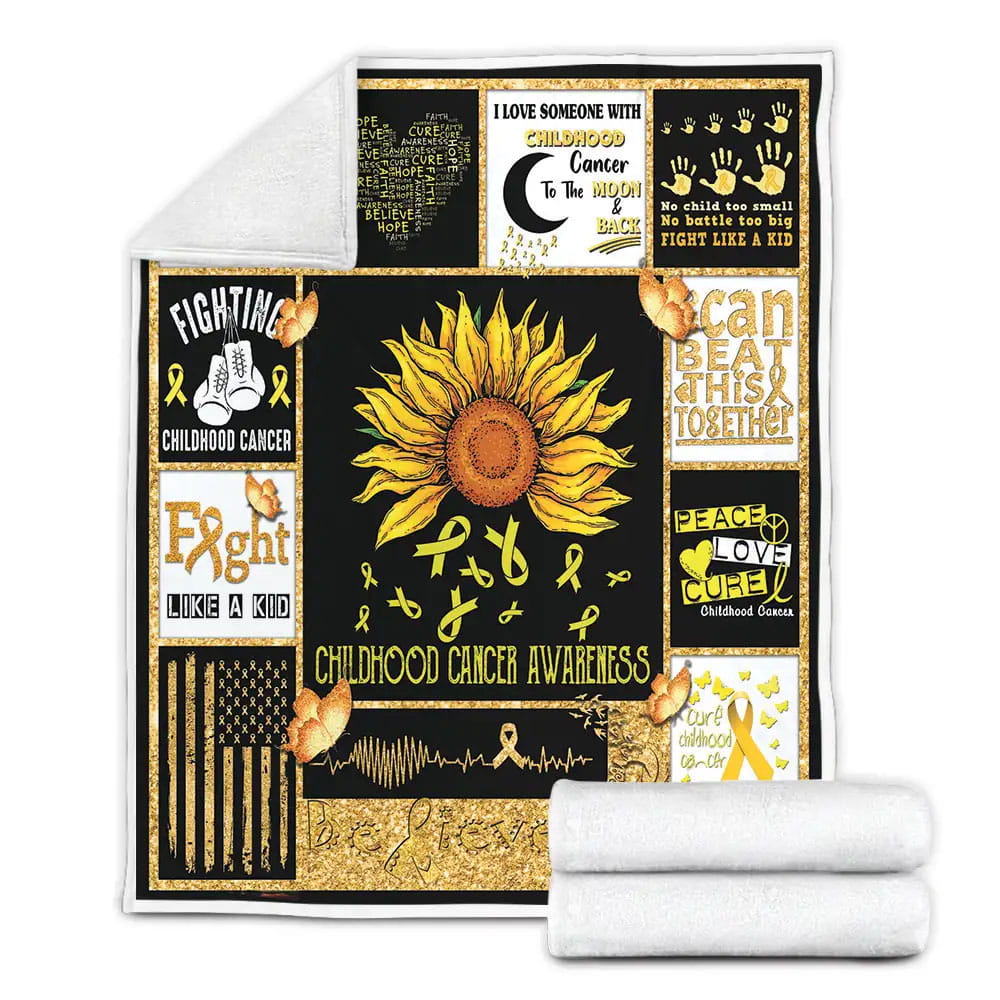 Childhood Cancer Awareness Fight Like A Kid Fleece Blanket Gift For Wife Husband Besties