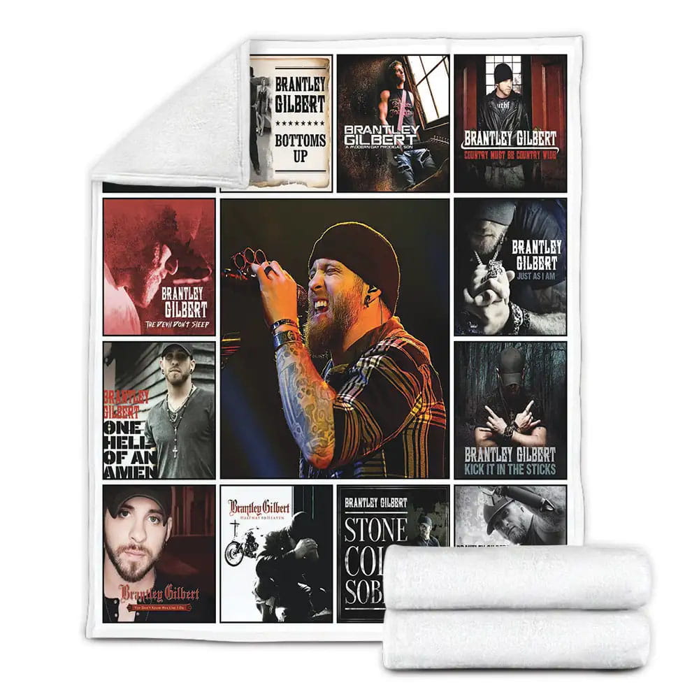 Brantley Gilbert Album Covers Fleece Blanket Gift For Wife Husband Besties