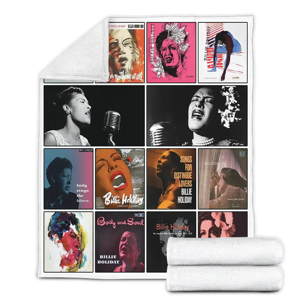 Billie Holiday Albums Fleece Blanket Gift For Birthday Halloween Christmas