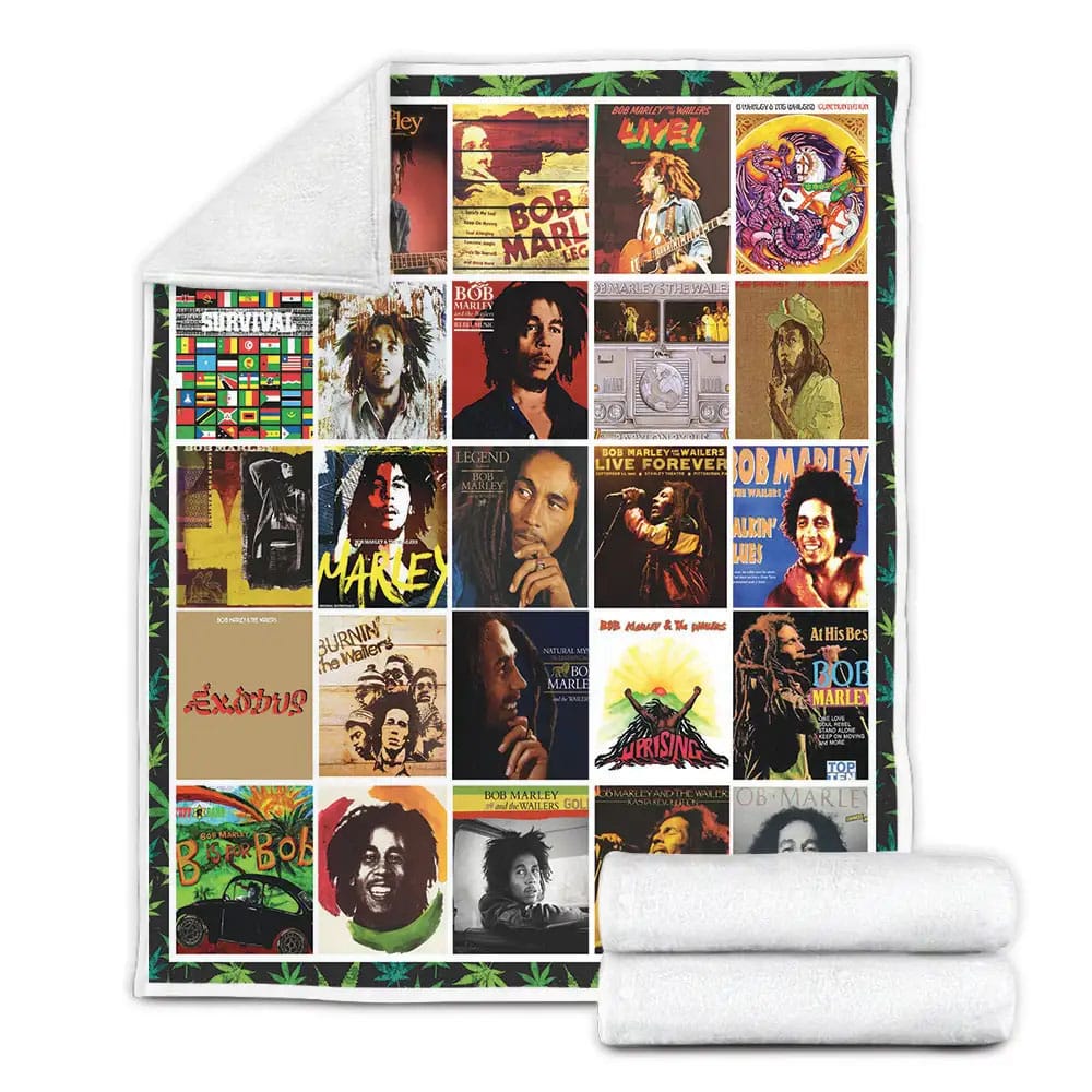 Bob Marley Albums Cover Poster Fleece Blanket Gift For Birthday Halloween Christmas