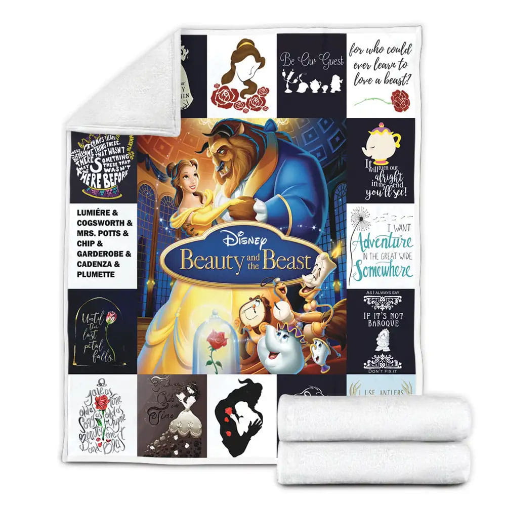 Beauty And The Beast Fleece Blanket Gift For Birthday Halloween Christmas