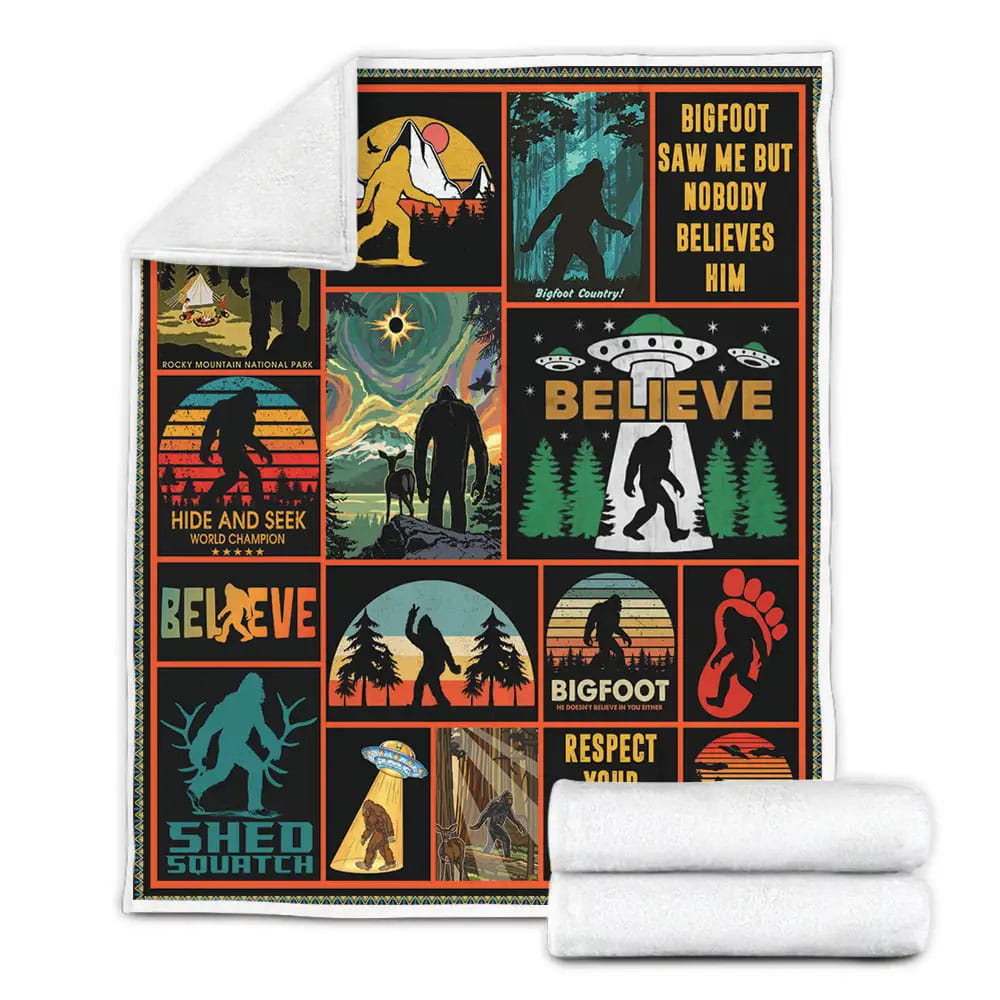 Bigfoot Fleece Blanket Gift For Birthday Halloween Christmas