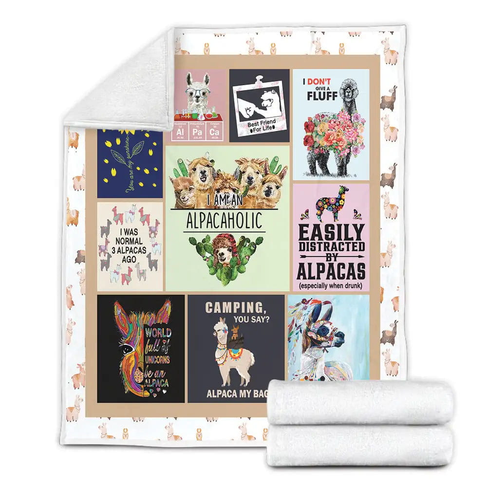 Alpaca I Am Alpacaholic Fleece Blanket Gift For Wife Husband Besties
