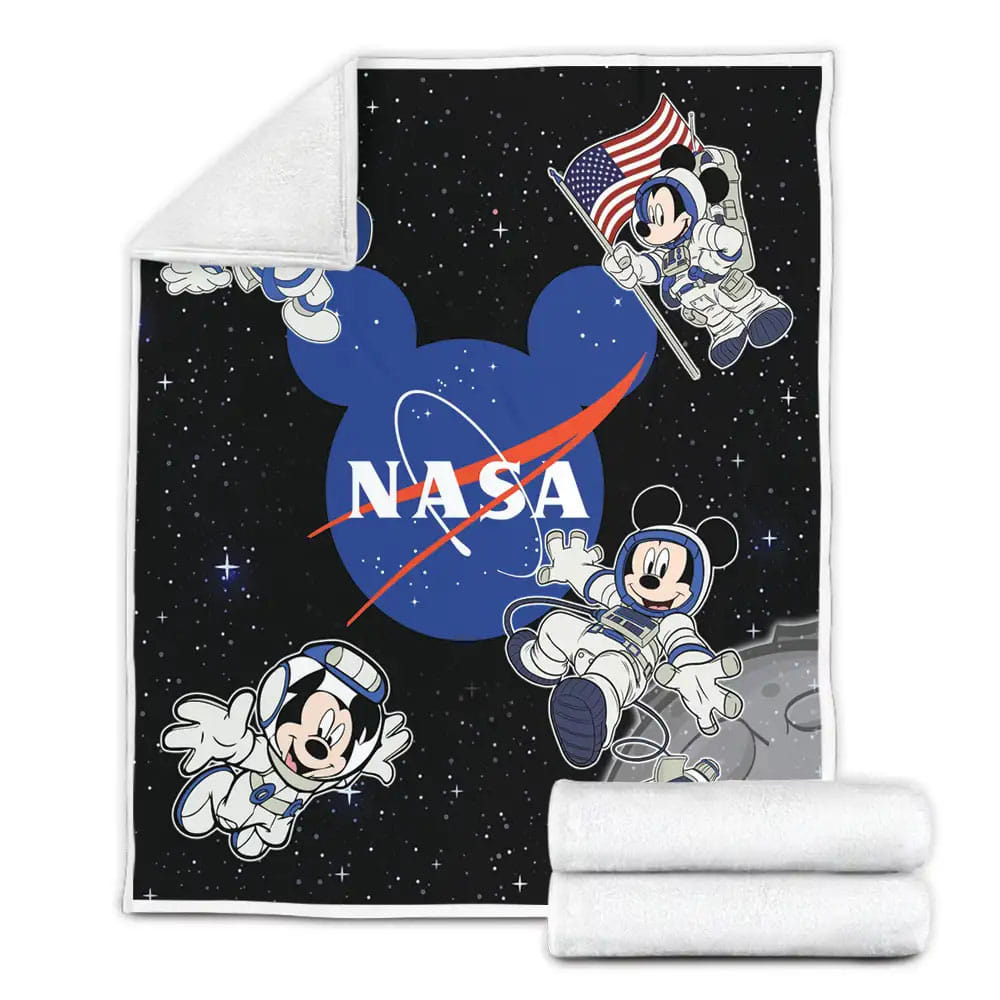 Astronaut Mickey Mouse Fleece Blanket Gift For Wife Husband Besties