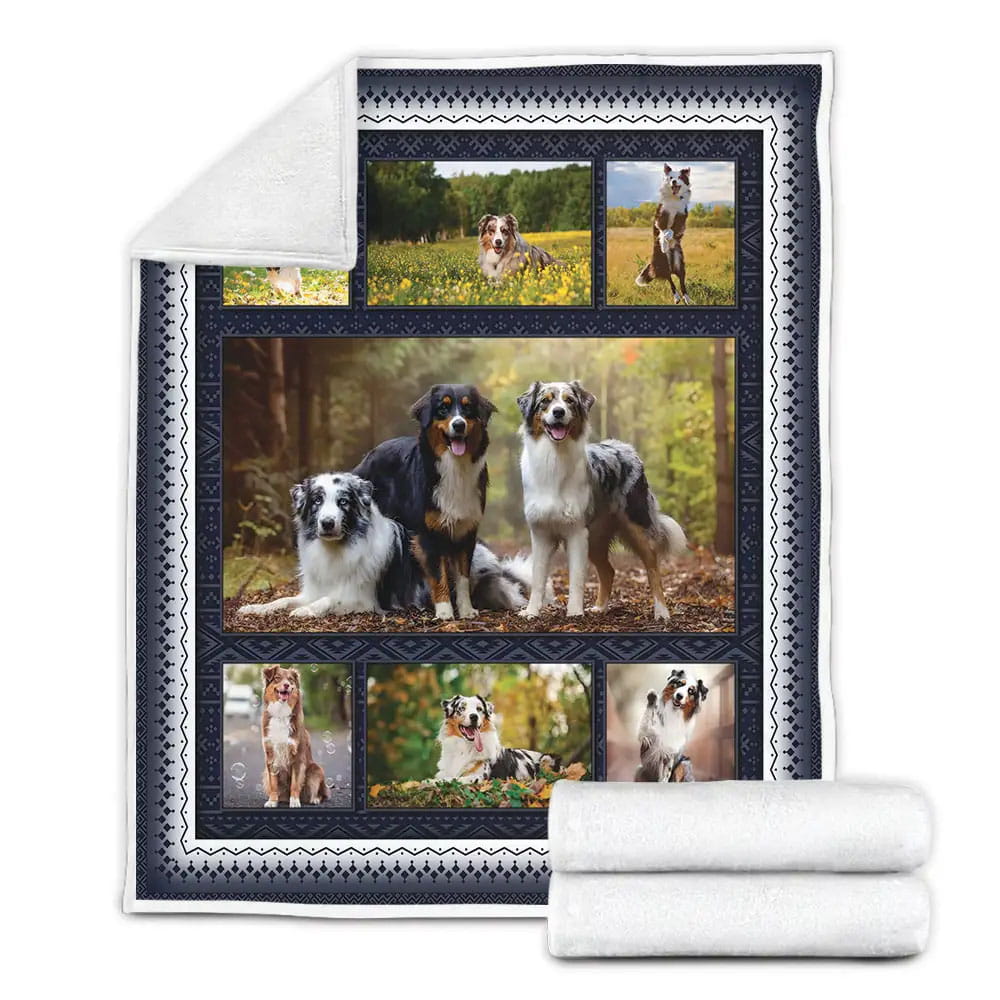 Australian Shepherd Fleece Blanket Gift For Birthday Halloween Christmas