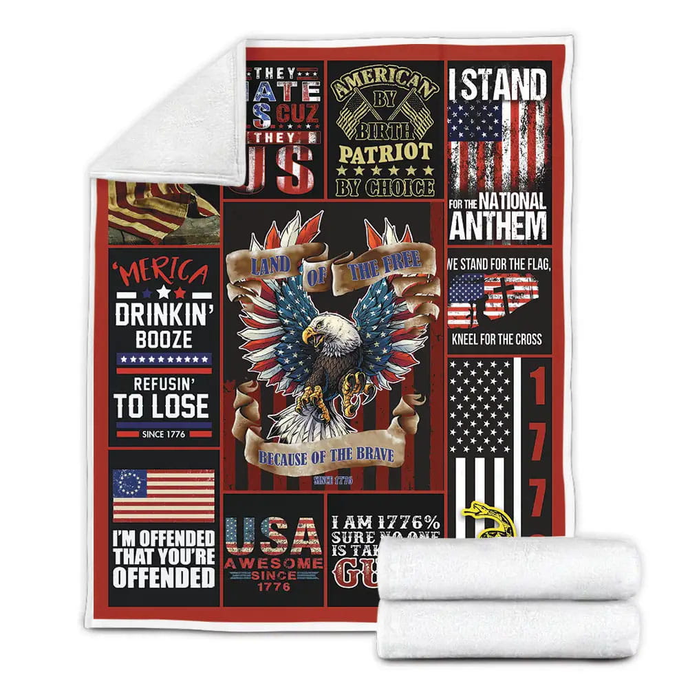 American Patriot Fleece Blanket Gift For Birthday Halloween Christmas