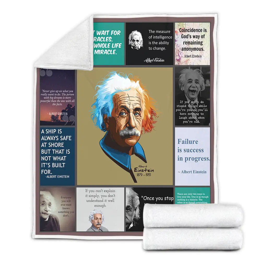 Albert Einstein Fleece Blanket Gift For Mothers Day Fathers Day
