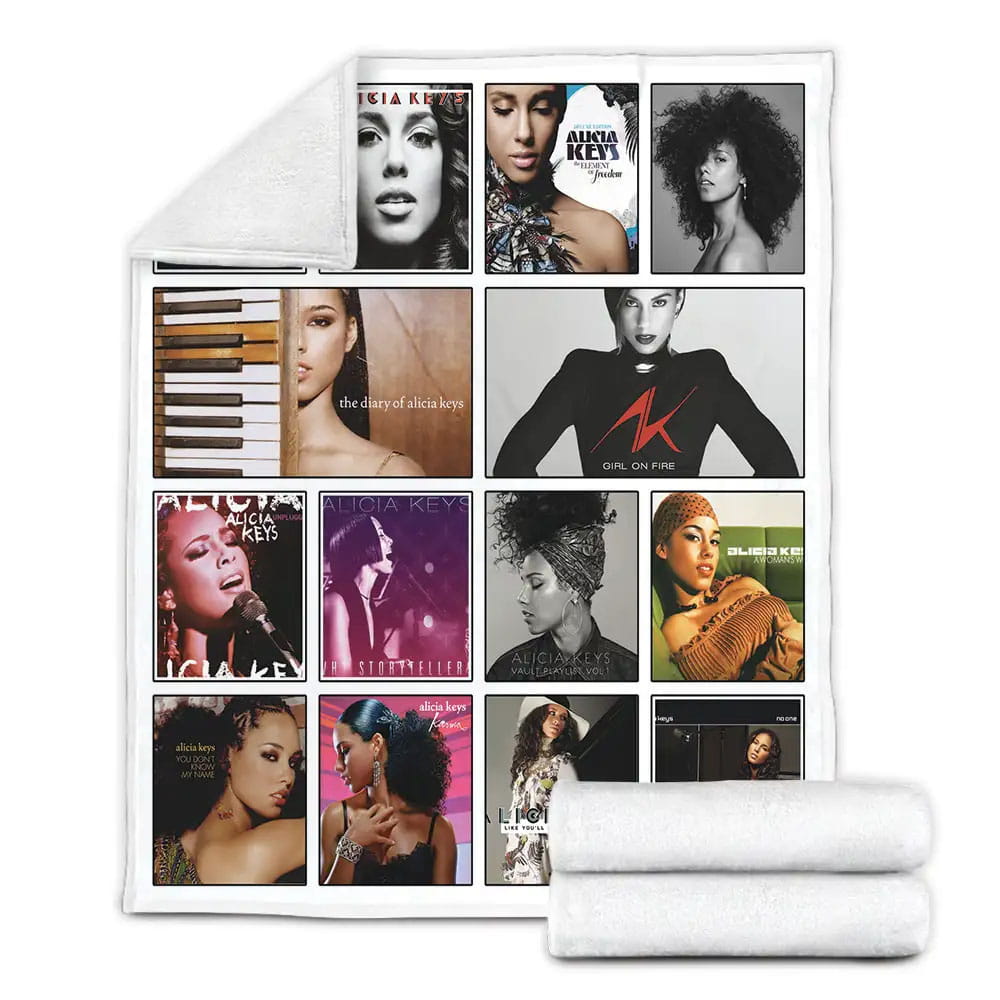 Alicia Keys Album Covers Fleece Blanket Gift For Wife Husband Besties