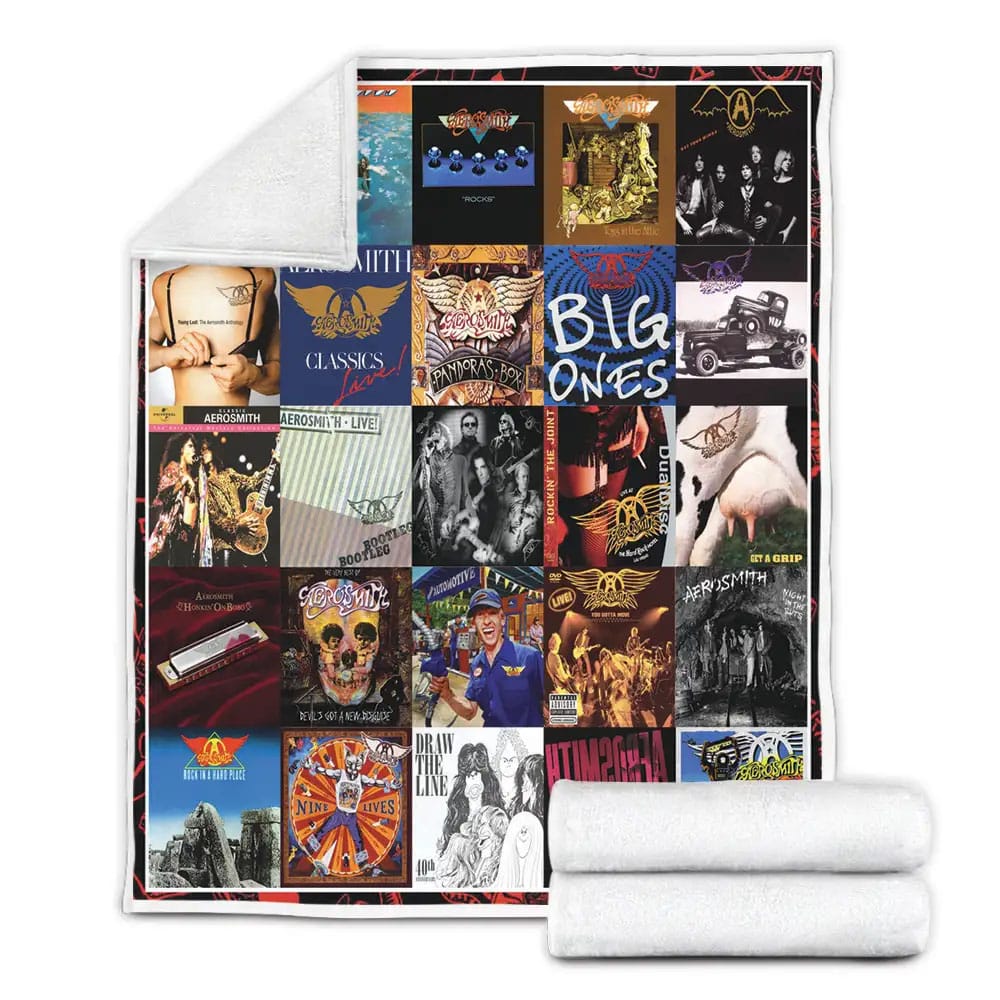 Aerosmith Albums Cover Poster Fleece Blanket Gift For Wife Husband Besties