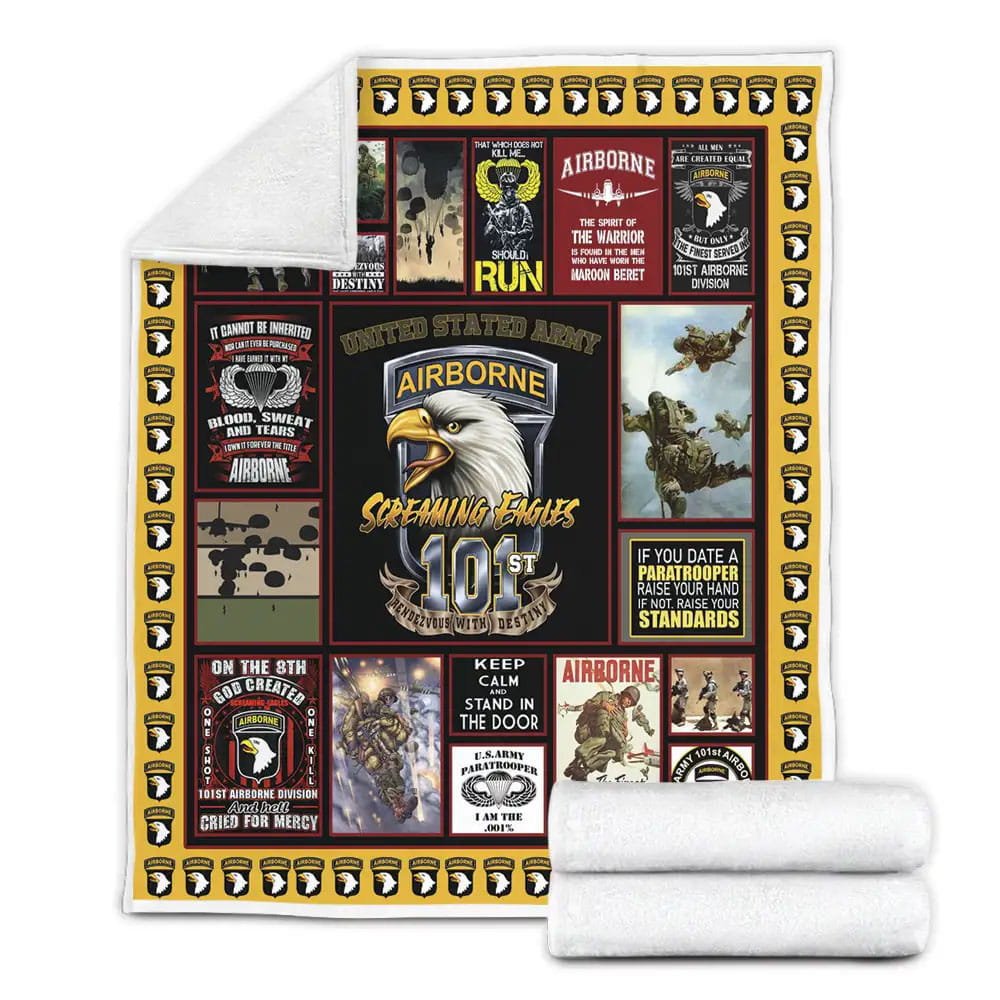 Airborne Veteran If You Love A Paratrooper Fleece Blanket Gift For Wife Husband Besties