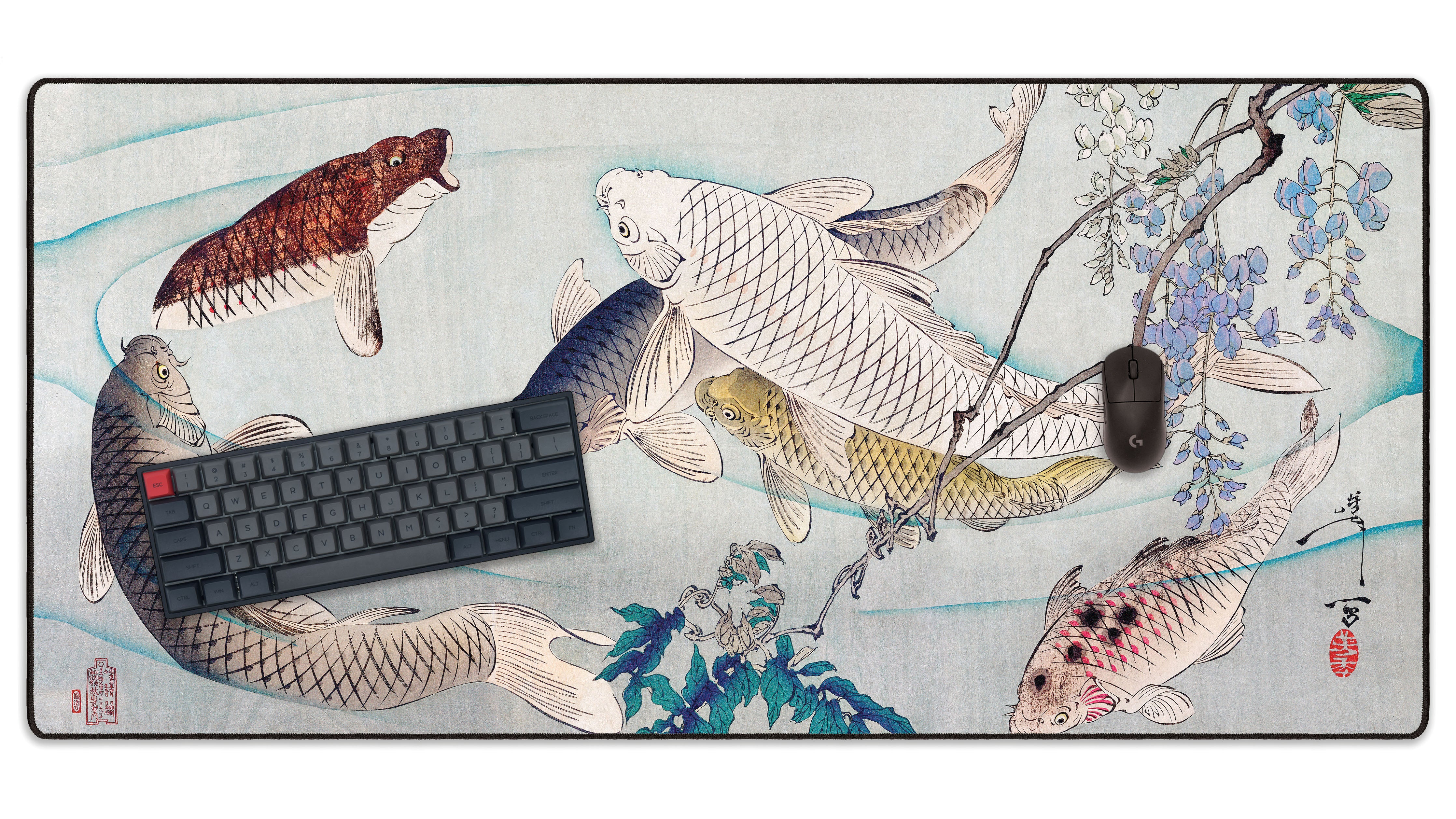 Allleftout Carp With Wisteria, By Yoshitoshi