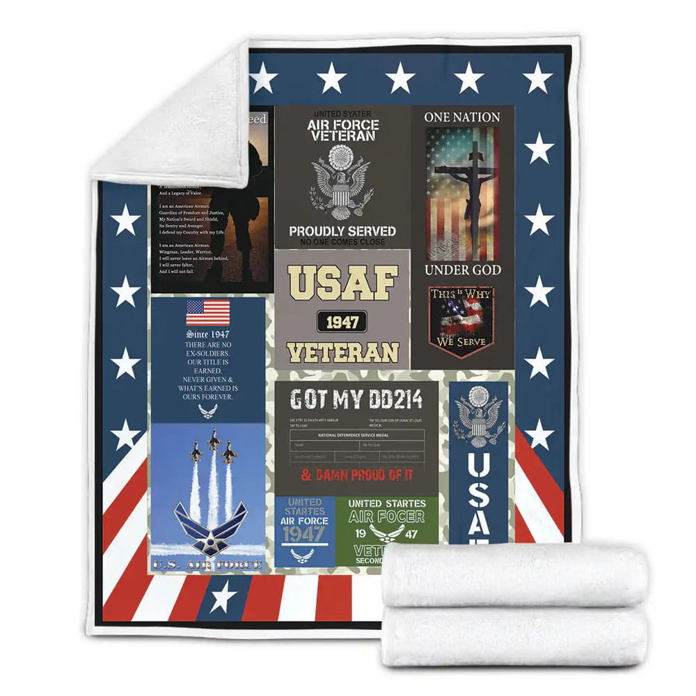 Us Air Force Proudly Fleece Blanket Gift For Mothers Day Fathers Day