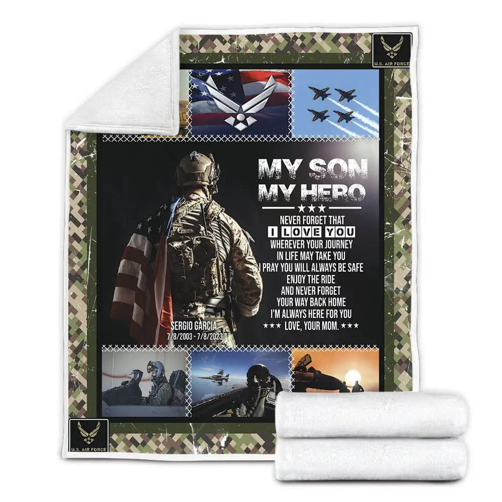 US Army To My Son From Mom Enjoy The Ride Fleece Blanket Gift For Wife Husband