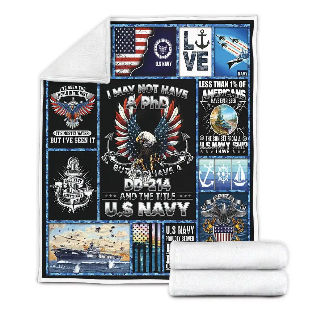 US Navy Proud Fleece Blanket Gift For Birthday Halloween Christmas