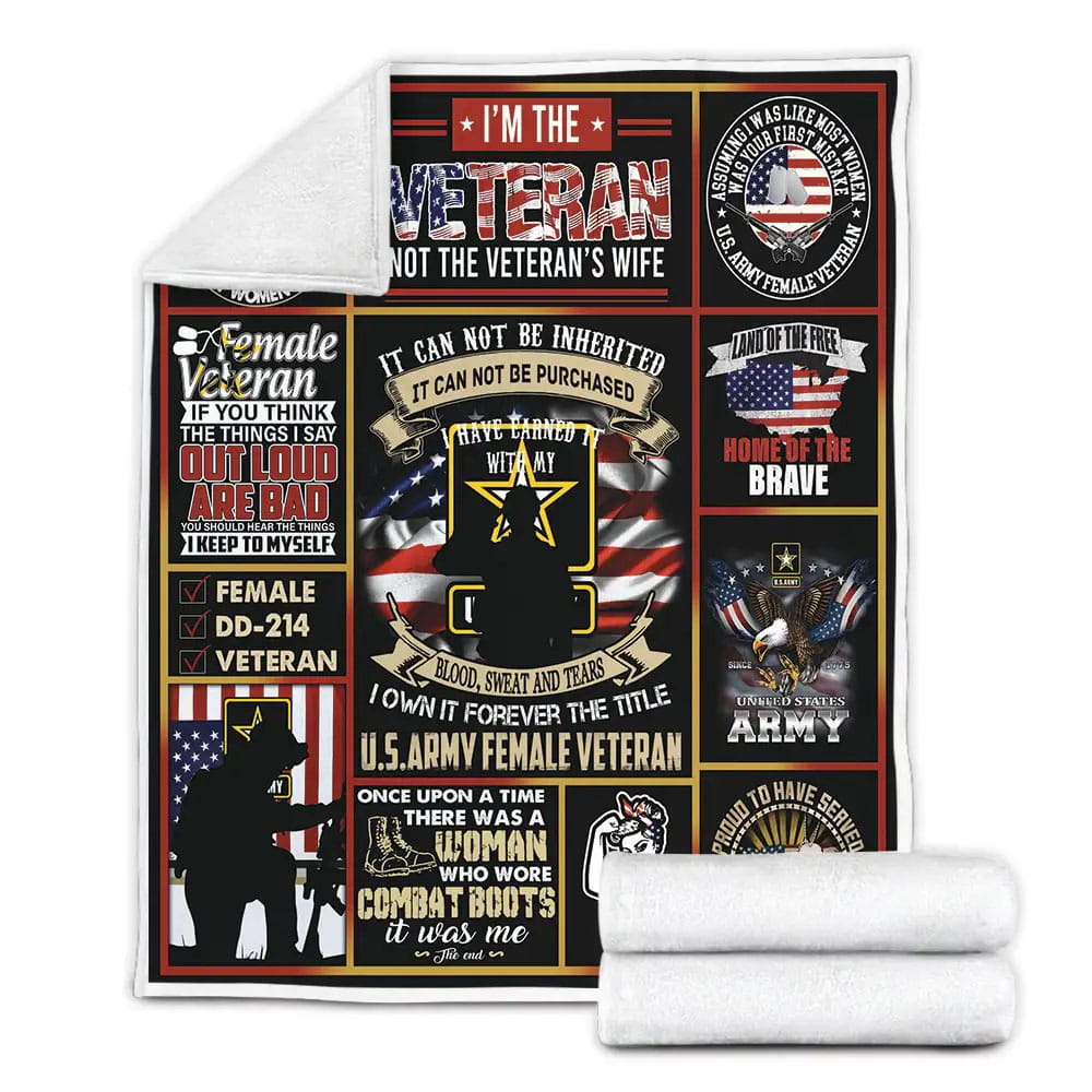 US Army Women Veterans Woman Who Wore Combat Fleece Blanket Gift For Birthday Halloween Christmas