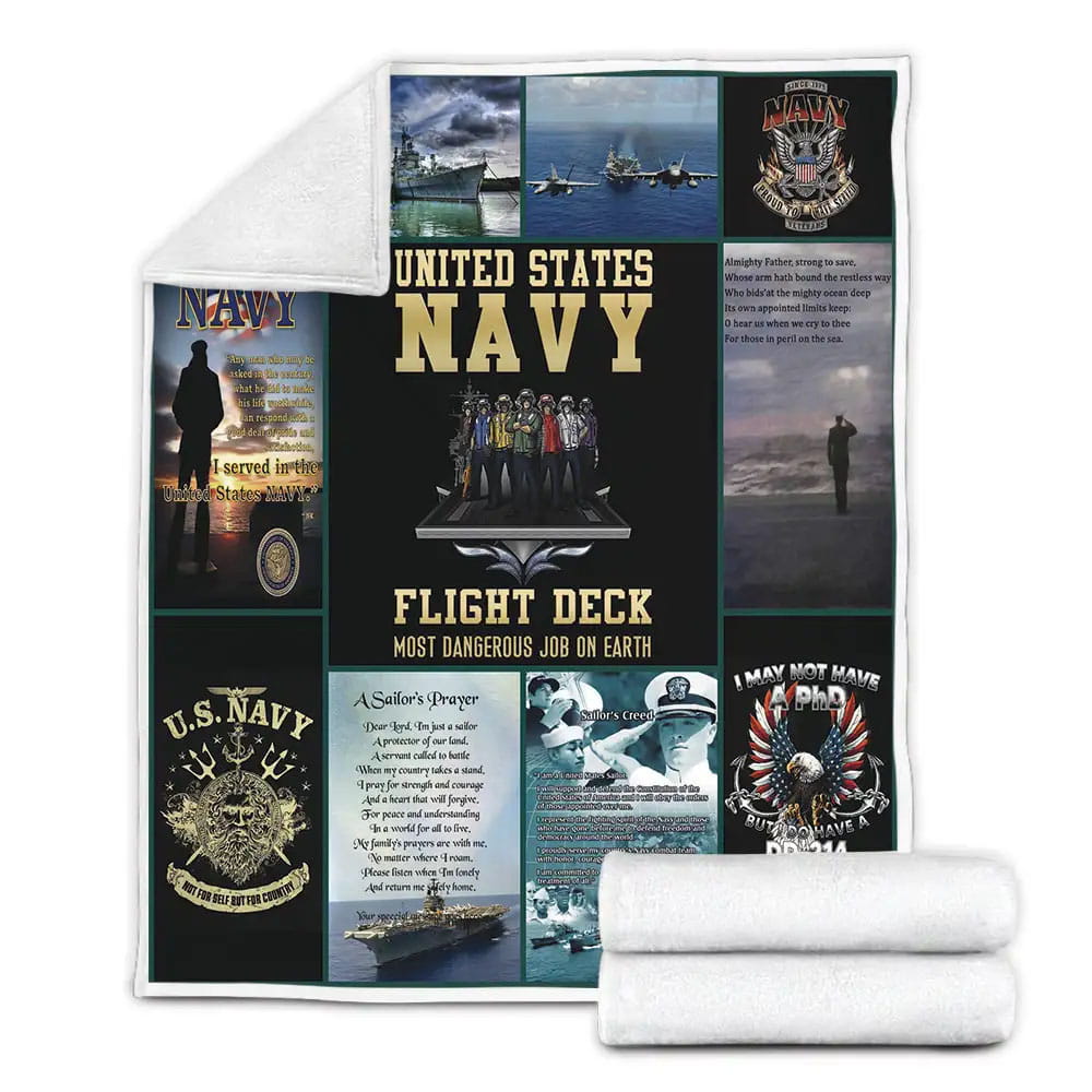 U.S Navy Flight Deck Most Dangerous Job On Earth Fleece Blanket 